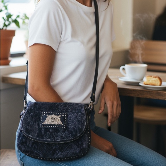 Juicy Couture Handbags - Juicy Couture Crossbody Shoulder Bag Velour Black and Gray